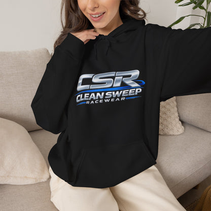 CleanSweep Racing Hoodie — Retro Metallic Logo Pullover