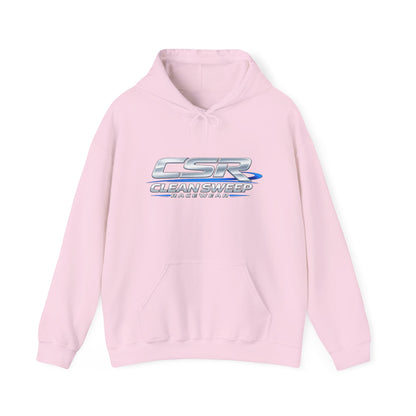 CleanSweep Racing Hoodie — Retro Metallic Logo Pullover