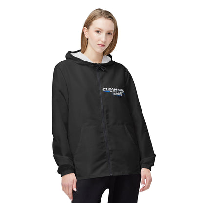 Clean Sweep CSR Black Windbreaker Jacket — Lightweight Hooded Zip-Up
