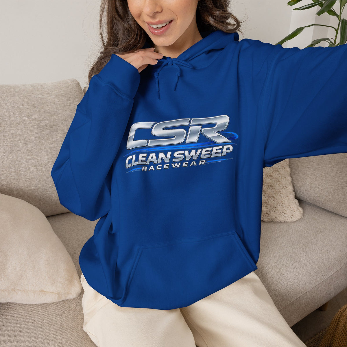 CleanSweep Racing Hoodie — Retro Metallic Logo Pullover