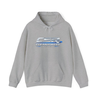 CleanSweep Racing Hoodie — Retro Metallic Logo Pullover